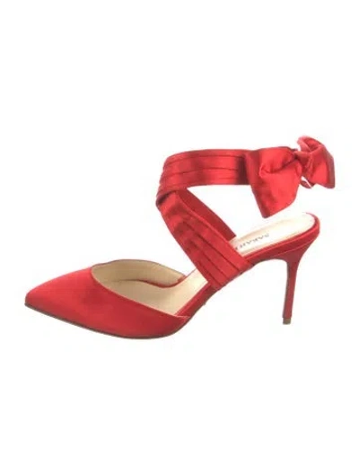 Pre-owned Sarah Flint Satin Bow Accents Slingback Pumps In Red