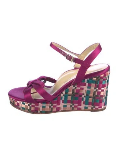 Pre-owned Sarah Flint Satin Colorblock Pattern Sandals In Purple