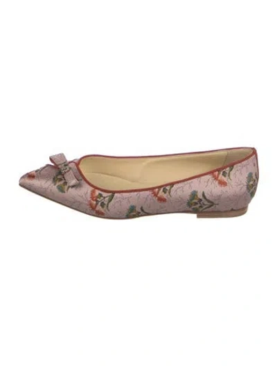 Pre-owned Sarah Flint Satin Floral Print Ballet Flats In Pink
