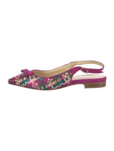 Pre-owned Sarah Flint Satin Patterned Slingback Flats In Purple