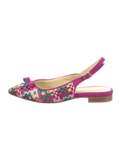 Pre-owned Sarah Flint Satin Printed Slingback Flats In Purple