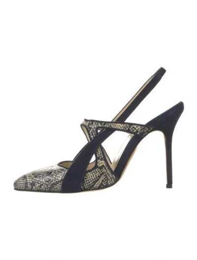 Pre-owned Sarah Flint Snakeskin Animal Print Slingback Pumps