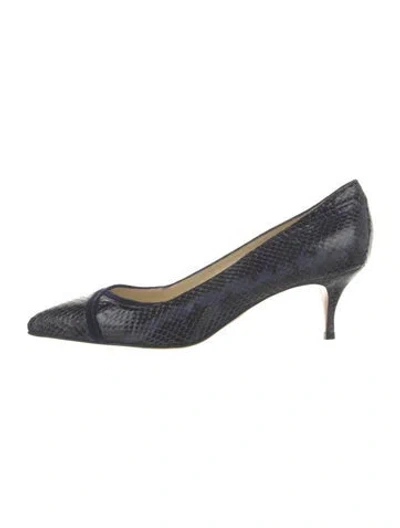 Pre-owned Sarah Flint Snakeskin Pumps In Blue