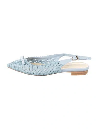 Pre-owned Sarah Flint Straw Slingback Flats In Blue