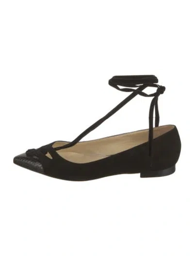 Pre-owned Sarah Flint Suede Animal Print Ballet Flats In Black