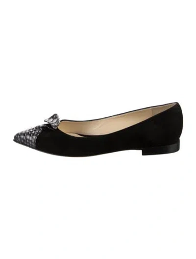 Pre-owned Sarah Flint Suede Animal Print Flats In Black