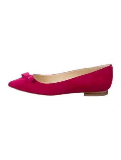 Pre-owned Sarah Flint Suede Bow Accents Ballet Flats In Pink