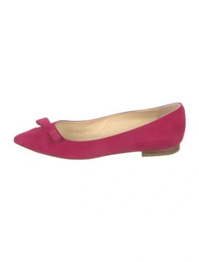Pre-owned Sarah Flint Suede Bow Accents Ballet Flats In Pink