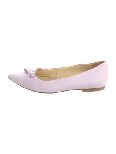 Pre-owned Sarah Flint Suede Bow Accents Ballet Flats In Purple