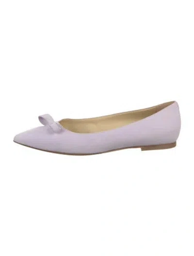 Pre-owned Sarah Flint Suede Bow Accents Ballet Flats In Purple