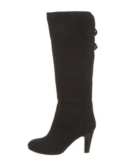 Pre-owned Sarah Flint Suede Bow Accents Boots In Black
