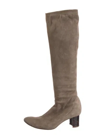Pre-owned Sarah Flint Suede Bow Accents Boots In Brown