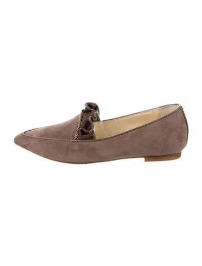 Pre-owned Sarah Flint Suede Bow Accents Loafers In Neutral