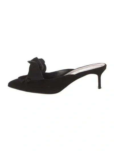 Pre-owned Sarah Flint Suede Bow Accents Mules In Black