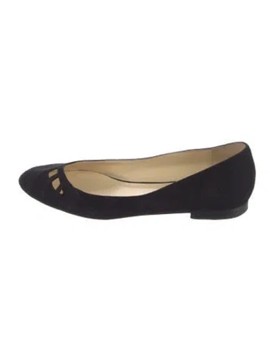 Pre-owned Sarah Flint Suede Cutout Accent Ballet Flats In Blue