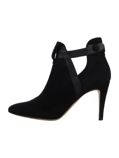 Pre-owned Sarah Flint Suede Cutout Accent Boots In Black