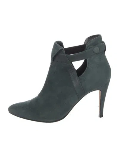 Pre-owned Sarah Flint Suede Cutout Accent Pumps In Green