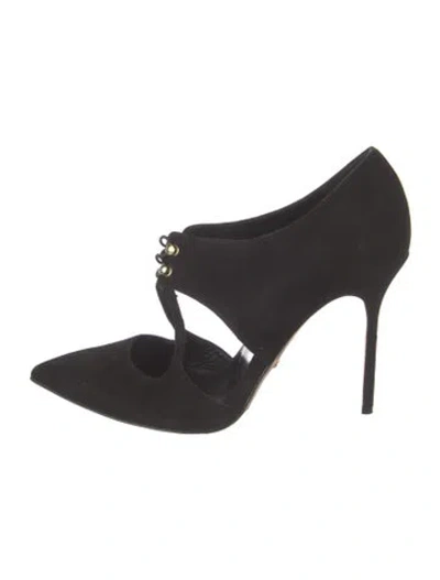Pre-owned Sarah Flint Suede D'orsay Pumps In Black