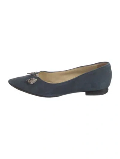 Pre-owned Sarah Flint Suede Flats In Green