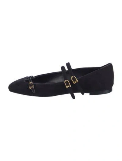 Pre-owned Sarah Flint Suede Mary Jane Flats In Black