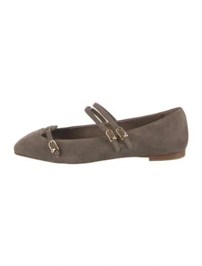 Pre-owned Sarah Flint Suede Mary Jane Flats In Brown