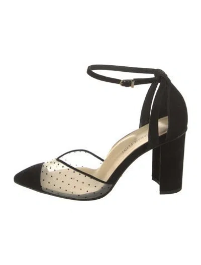 Pre-owned Sarah Flint Suede Mesh Accents D'orsay Pumps In Black