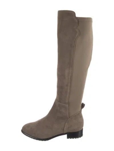 Pre-owned Sarah Flint Suede Riding Boots In Neutral