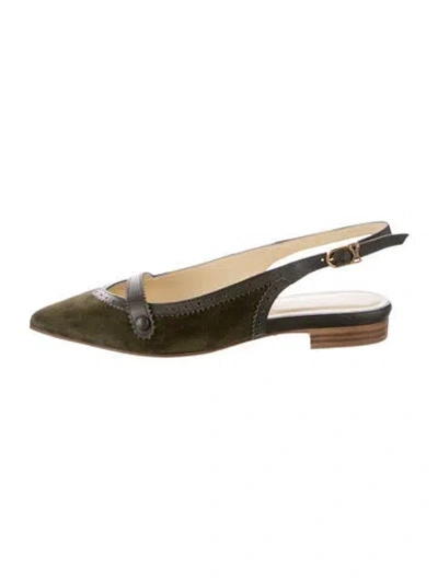 Pre-owned Sarah Flint Suede Slingback Flats In Gold