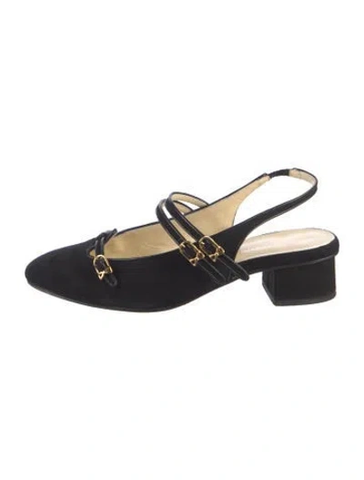 Pre-owned Sarah Flint Suede Slingback Pumps In Black