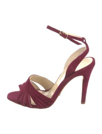 Pre-owned Sarah Flint Suede Slingback Pumps In Burgundy
