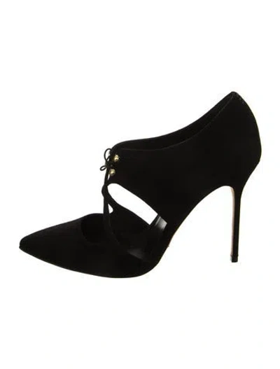 Pre-owned Sarah Flint Suede T-strap Pumps In Black
