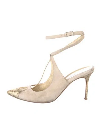 Pre-owned Sarah Flint Suede T-strap Pumps In Neutral