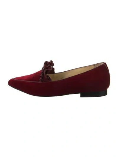 Pre-owned Sarah Flint Velvet Grosgrain Trim Loafers In Red