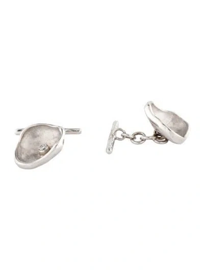 Pre-owned Sarah Graham 18k Diamond Cup Cufflinks In Multi