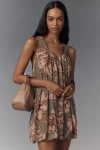 SARAH HANN PRINTED MESH BUBBLE-HEM TUNIC