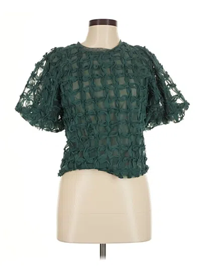 Pre-owned Sarah Hann Short Sleeve Blouse In Green