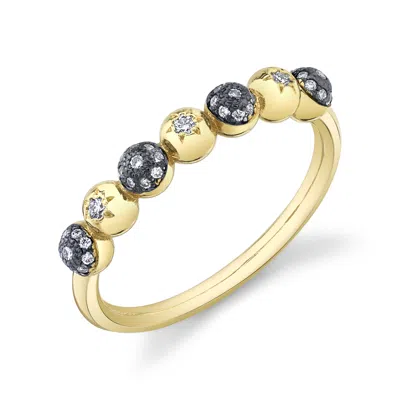 Sarah Hendler Diamond Pavé Ball And Star Half Eternity Band In Yellow Gold,white Diamond
