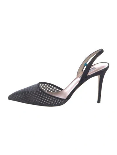 Pre-owned Sarah Jessica Parker Crystal Embellishments Slingback Pumps In Blue