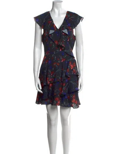 Pre-owned Sarah Jessica Parker Floral Print Mini Dress In Black