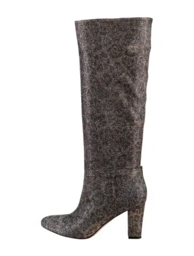 Pre-owned Sarah Jessica Parker Glitter Animal Print Boots In Neutral