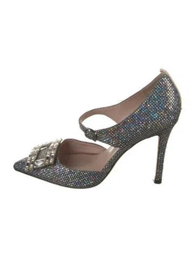 Pre-owned Sarah Jessica Parker Glitter Crystal Embellishments Pumps In Silver