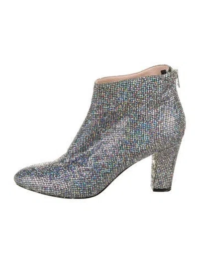 Pre-owned Sarah Jessica Parker Glitter Glitter Accents Boots In Silver