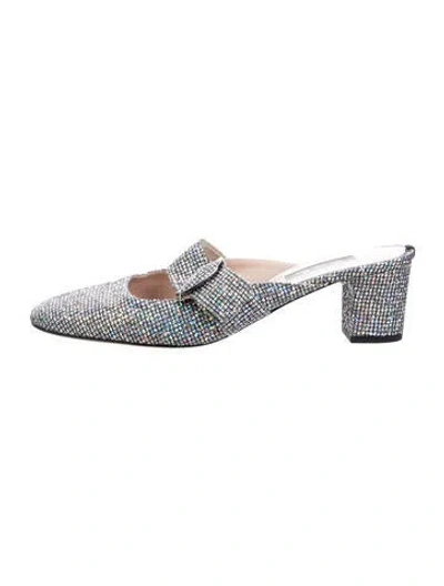 Pre-owned Sarah Jessica Parker Glitter Glitter Accents Mules In Silver