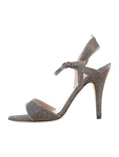 Pre-owned Sarah Jessica Parker Glitter Glitter Accents Sandals In Gray