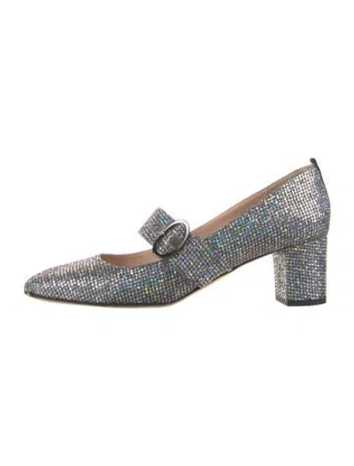 Pre-owned Sarah Jessica Parker Glitter Patterned Pumps In Silver