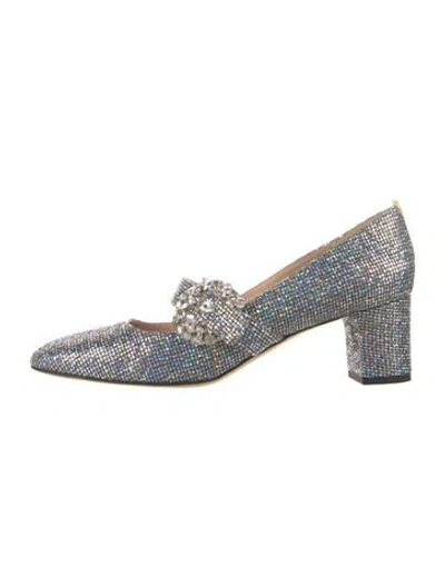 Pre-owned Sarah Jessica Parker Glitter Patterned Pumps In Silver