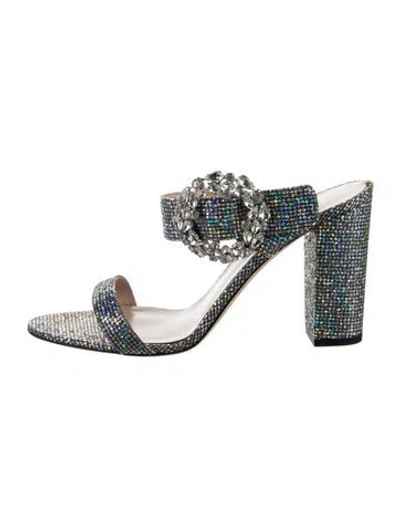 Pre-owned Sarah Jessica Parker Glitter Patterned Slides In Multi