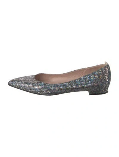 Pre-owned Sarah Jessica Parker Glitter Printed Flats In Silver