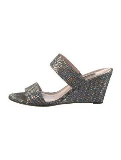 Pre-owned Sarah Jessica Parker Glitter Slides In Silver