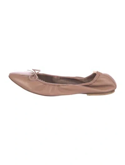 Pre-owned Sarah Jessica Parker Leather Bow Accents Ballet Flats In Pink
